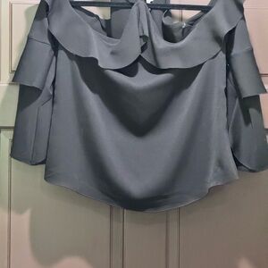 Cooper & Ella Black Ruffle Off-Shoulder Blouse